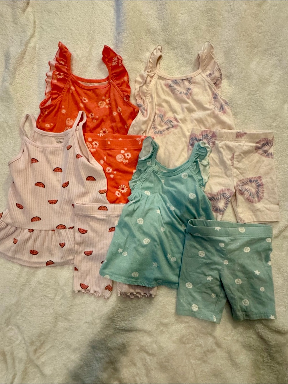 Toddler Girls Mixed Summer Tank Top l Sets - Coral, Mint, & Pink